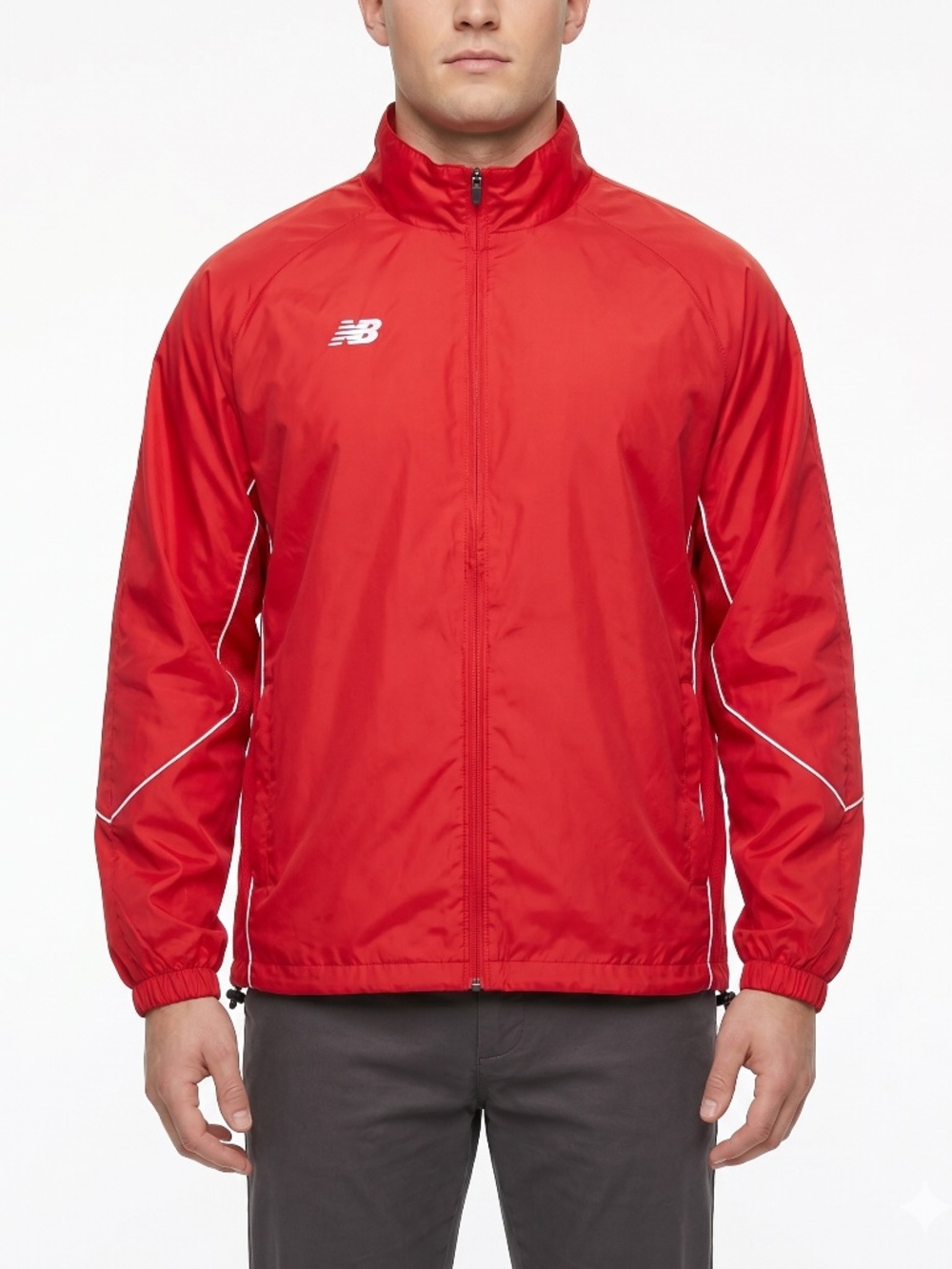 New Balance Windbreaker Jacket Red Full Zip Embroidered Logo Men's Size XXL